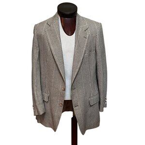 Brooks Brothers Wool Houndstooth Jacket Sports Coat Blazer 41R Brown / Beige‎